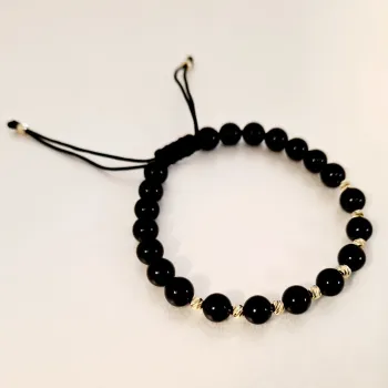 Ónix Karkötő - 10 db 14K arany golyóval -3 mm - 5mm