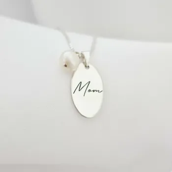 Gyöngycseppes nyaklánc - Ovális medál MOM - 925 ezüst