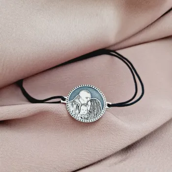 Karkötő Gravírozott Fénykép - Nefelejcs Virága - 925 Sterling Ezüst - Dombormű Gravírozás - Állítható Zsinór
