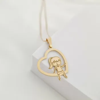 Kislány a Szív Hintáján - 18K Sárga Aranyozott Sterling Ezüst - Körkapocs