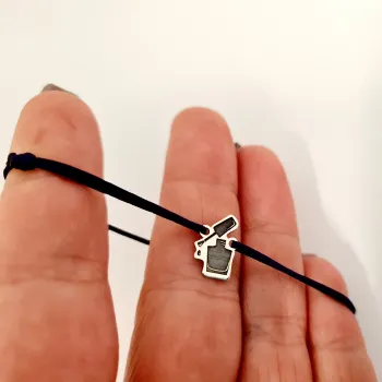 Körömlakk karkötő - Ezüst 925, állítható fekete zsinór