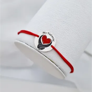 My Valentine Ezüst Karkötő Piros Zománccal