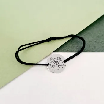 Nővér/Barátnő Érme Karkötő - 925 Sterling Ezüst - Állítható Zsinór