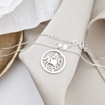Nyilas Csillagjegy Nyaklánc - 925 Sterling Ezüst - Körkapocs