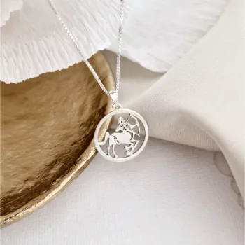Nyilas Csillagjegy Nyaklánc - 925 Sterling Ezüst - Körkapocs