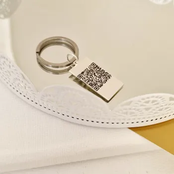 QR Kódos Kulcstartó - 925 Sterling Ezüst - Rozsdamentes Acél Karika