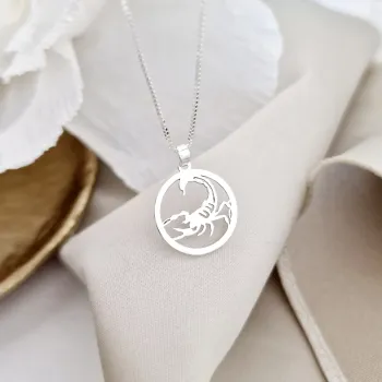 Skorpió Csillagjegy Nyaklánc - 925 Sterling Ezüst - Körkapocs