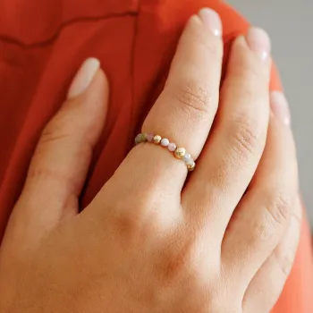 SOLO ÉLETERŐ gyűrű - Turmalin gyöngyök és 18 K Sárga Aranyozott Ezüst golyók
