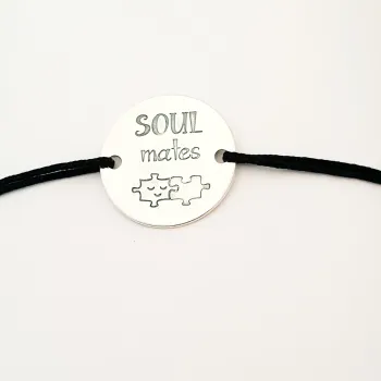Soulmates karkötő - 925 ezüst, fekete zsinór