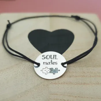 Soulmates karkötő - 925 ezüst, fekete zsinór
