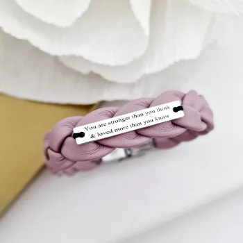Széles Fonott Női Bőr Karkötő Ezüst Lemezzel