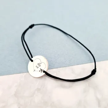Személyre szabott karkötő - 15 mm-es érme - Utazási szimbólum - Ezüst 925 - állítható zsinór