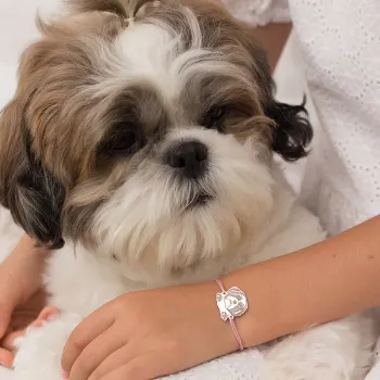 Ezüst Karkötő állítható zsinórral - ShihTzu kutya