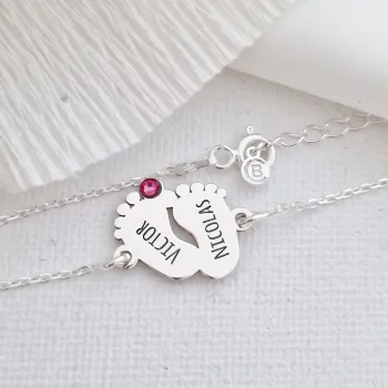 Személyre szabott lábkarkötő lánccal - 925 ezüst - Swarovski kristály