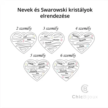 Szeretet Hullámok - 5 Név -  925 Sterling Ezüst  Swarovski Kristály - Körkapocs