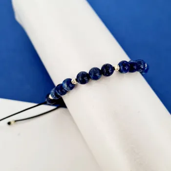 Bölcsesség Karkötő Lapis Lazuli kővel és 14K arany golyókkal