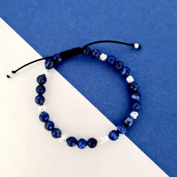 Bölcsesség Karkötő Lapis Lazuli kővel és ezüst golyókkal