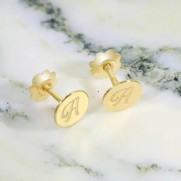 14K Baba Érme Fülbevaló Monogrammal