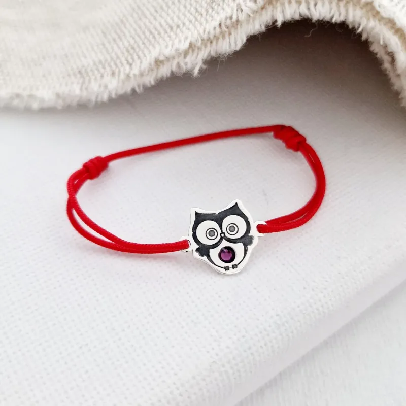 Ezüst Bagoly Karkötő Swarovski Kristállyal és állítható zsinórral