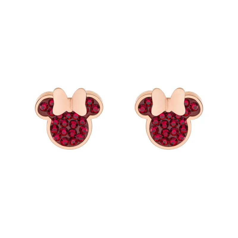 Disney Minnie Mouse fülbevaló - Rose Medical rozsdamentes acél és vörös kristályok