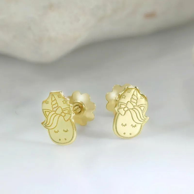 14K Baba Egyszarvú Fülbevaló