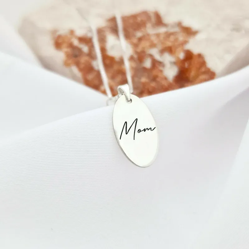 Gyöngycseppes nyaklánc - Ovális medál MOM - 925 ezüst