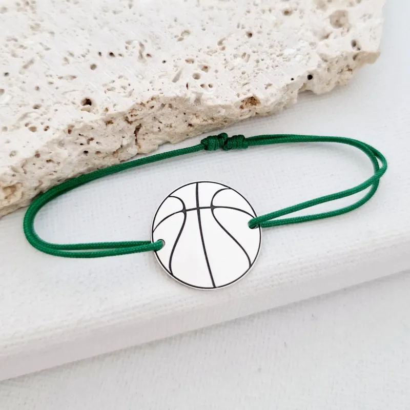 Kosárlabda Karkötő - 925 Sterling Ezüst - Állítható Zsinór