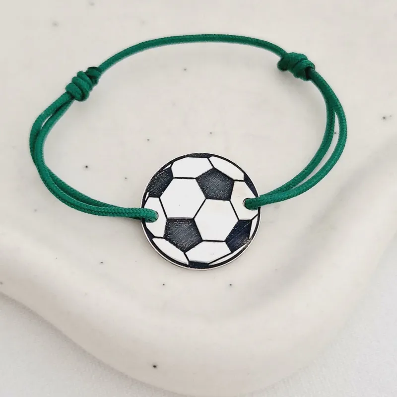 Ezüst Karkötő - Foci Labda - 925 Sterling Ezüst - Állítható Zsinór