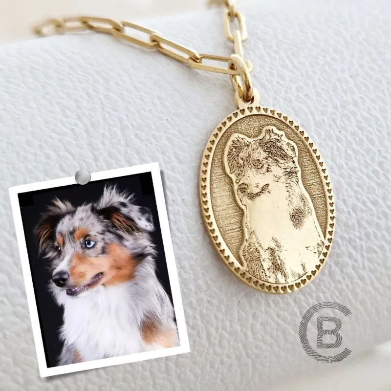 Nyaklánc Gravírozott Fénykép - Ovális Medál - 18K Sárga Aranyozott 925 Sterling Ezüst - Dombormű Gravírozás - Nagyszemű Lánc