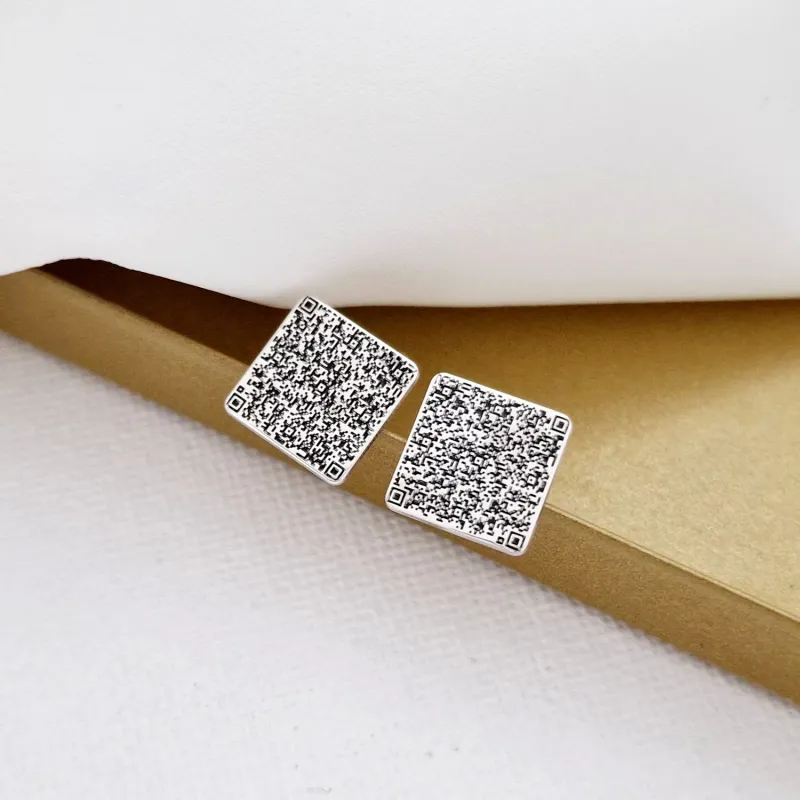 Ezüst QR Kód Fülbevaló