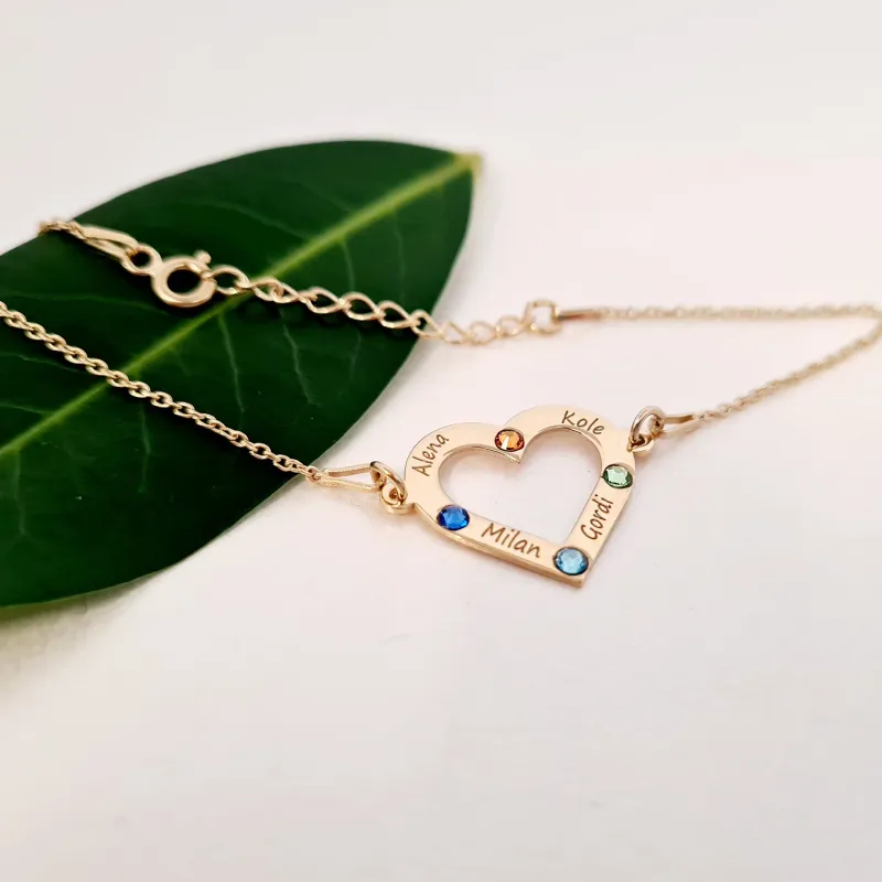 Határtalan Szeretet Szív Karkötő Swarovski Kristállyal és lánccal