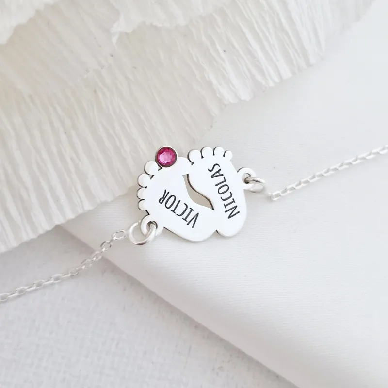 Személyre szabott lábkarkötő lánccal - 925 ezüst - Swarovski kristály