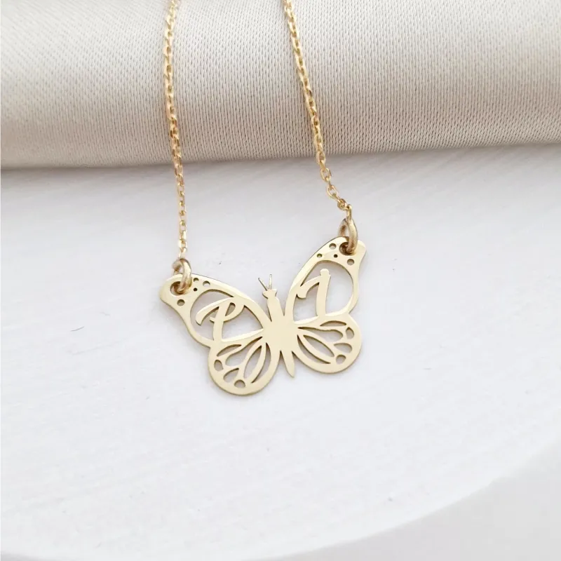 14K Pillangó nyaklánc monogrammal