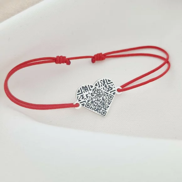 QR Kód Karkötő - Szívből Jövő Üzenet - Állítható Zsinór