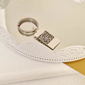 QR Kódos Kulcstartó - 925 Sterling Ezüst - Rozsdamentes Acél Karika