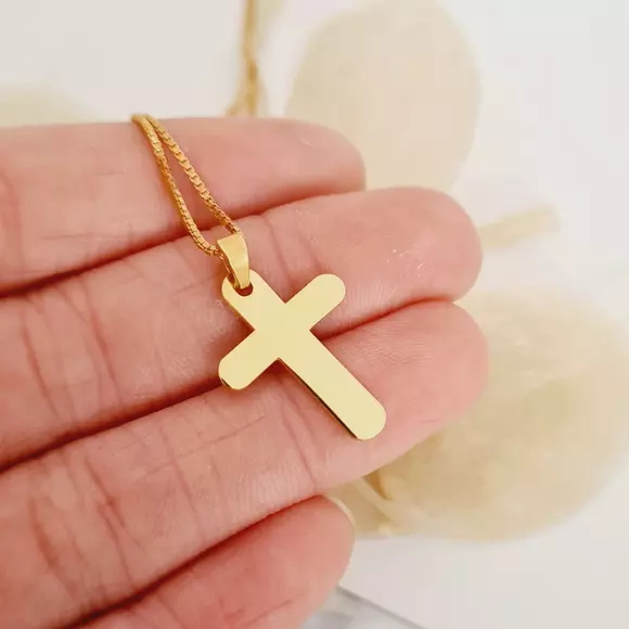 Ezüst Reménykereszt Nyaklánc 18K sárga arany bevonattal
