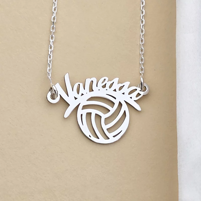 Röplabda Nyaklánc – Személyre Szabott Névvel – 925 Sterling Ezüst - Körkapocs