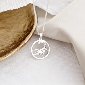 Skorpió Csillagjegy Nyaklánc - 925 Sterling Ezüst - Körkapocs