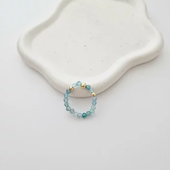 SOLO ÉLETERŐ gyűrű - Akvamarin gyöngyök és 18 K Sárga Aranyozott Ezüst golyók