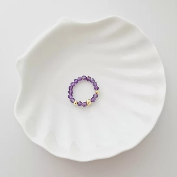 SOLO ÉLETERŐ gyűrű - Ametiszt gyöngyök és 18 K Sárga Aranyozott Ezüst golyók