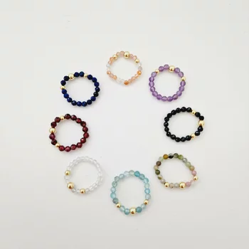 SOLO ÉLETERŐ gyűrű - Narancs Achát gyöngyök és 18 K Sárga Aranyozott Ezüst golyók