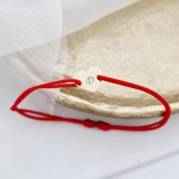 Szív karkötő - 14K sárga arany - állítható zsinór