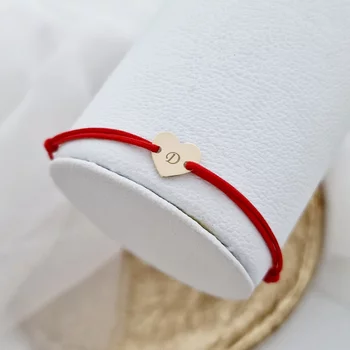 Szív karkötő - 14K sárga arany - állítható zsinór