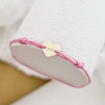 Szív karkötő - 9K sárga arany - állítható zsinór