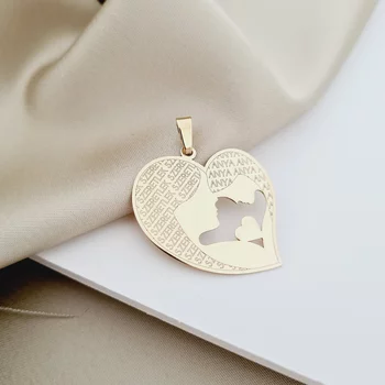 14K Anya-Lánya Szív Medál