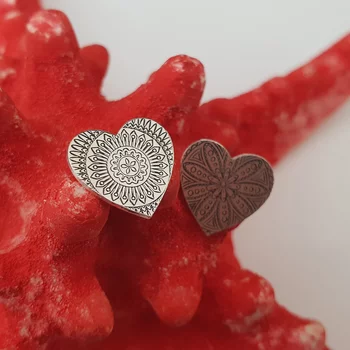 Ezüst Mandala Szív Fülbevaló