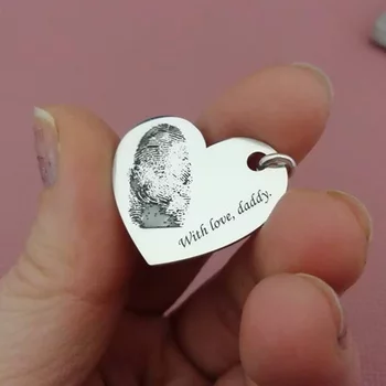 Szíves medál lenyomattal és üzenettel - Ezüst 925