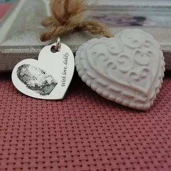 Szíves medál lenyomattal és üzenettel - Ezüst 925