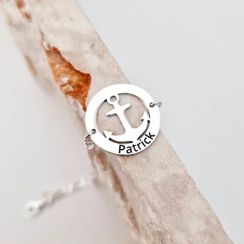 Személyre Szabható Horgony Karkötő –  Névvel – 925 Sterling Ezüst – Férfi Lánccal