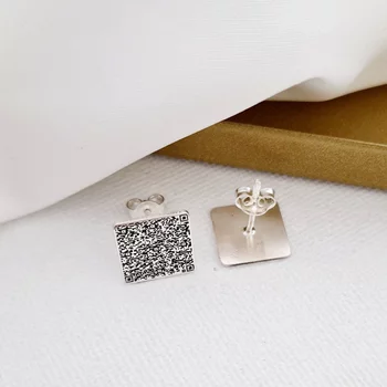 Ezüst QR Kód Fülbevaló